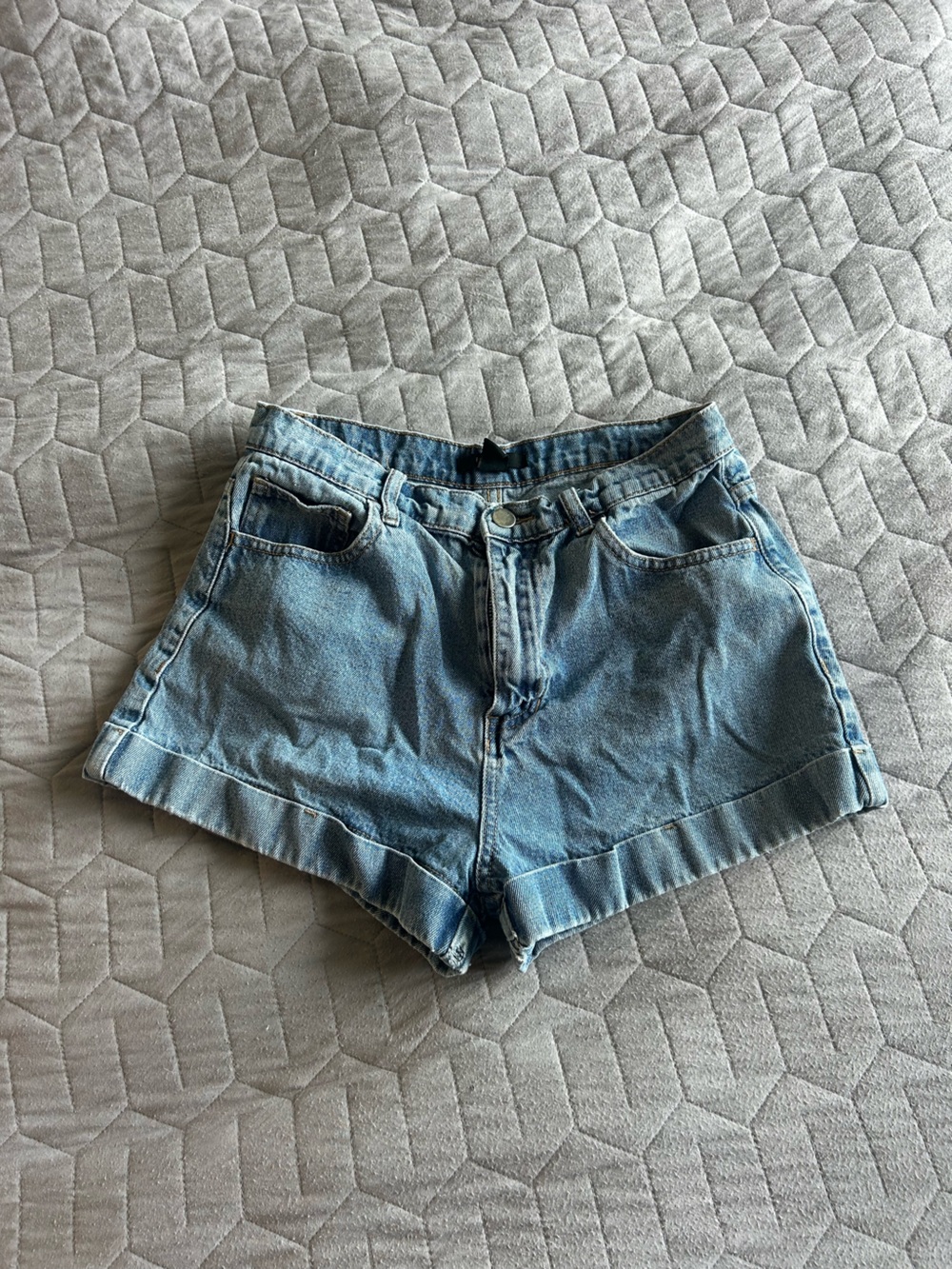 Denim High-Rise Women's Shorts - Light Blue